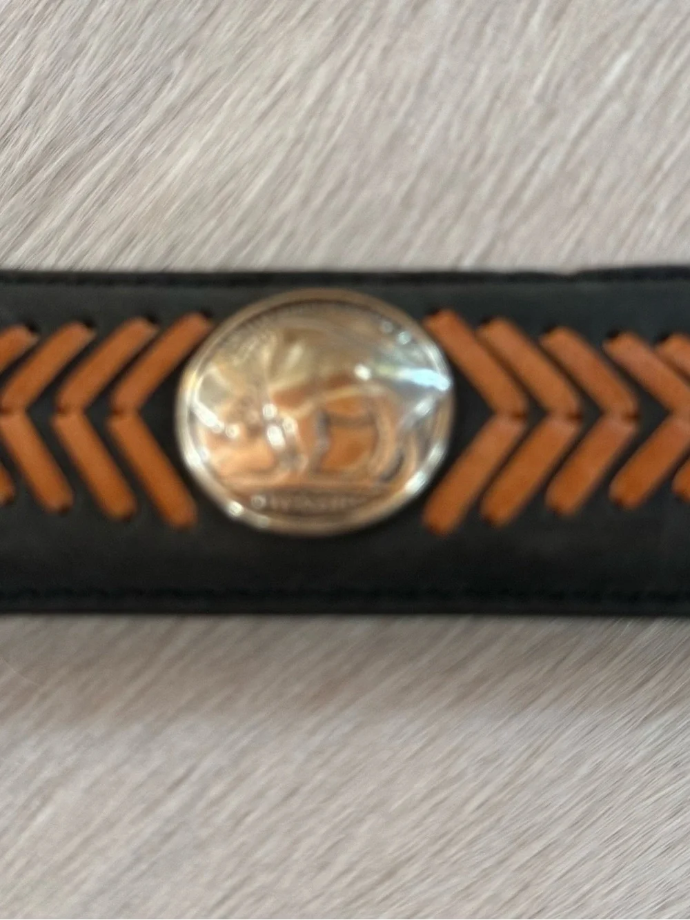 Resistol Black Leather Belt with Brown Braided Inlay and Silver Conchos